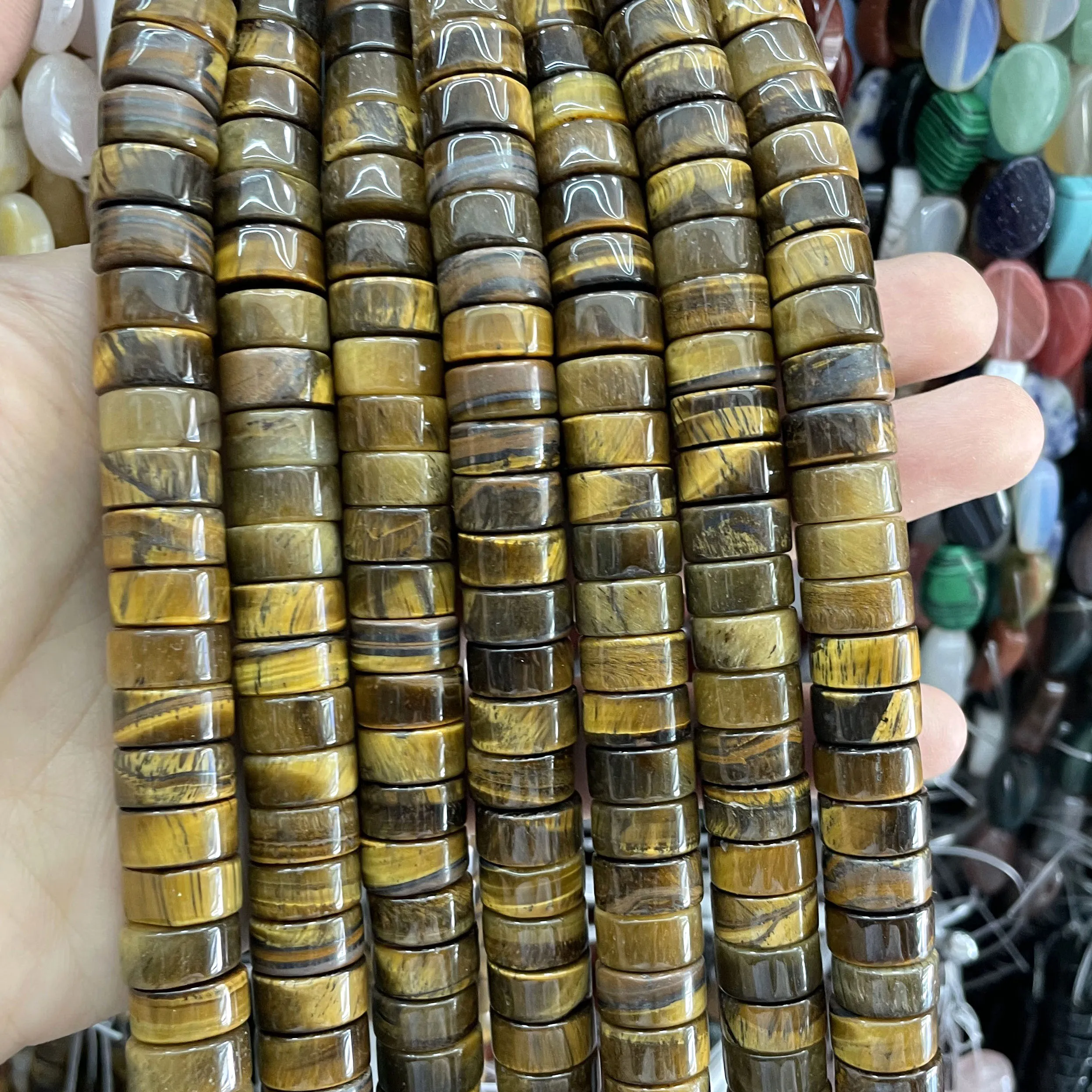 6X12MM Naturstein-Achate, Tigerauge, Quarz, Türkis, lose Spacer-Perlen für die Schmuckherstellung, DIY-Armbänder, Halsketten-Zubehör – Detail 17