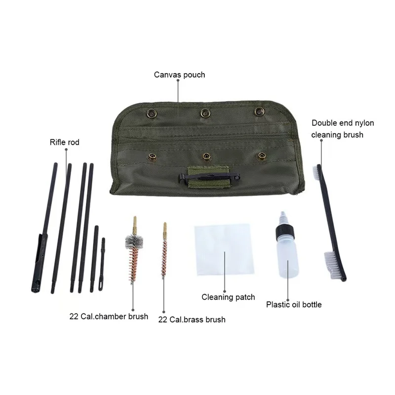 Tactical Rifle Gun Brushes Set Brushes Cleaning Set Tool For 5.56mm, 20 - 25 Caliber Etc Gun Cleaner Kit Hunting Accessory