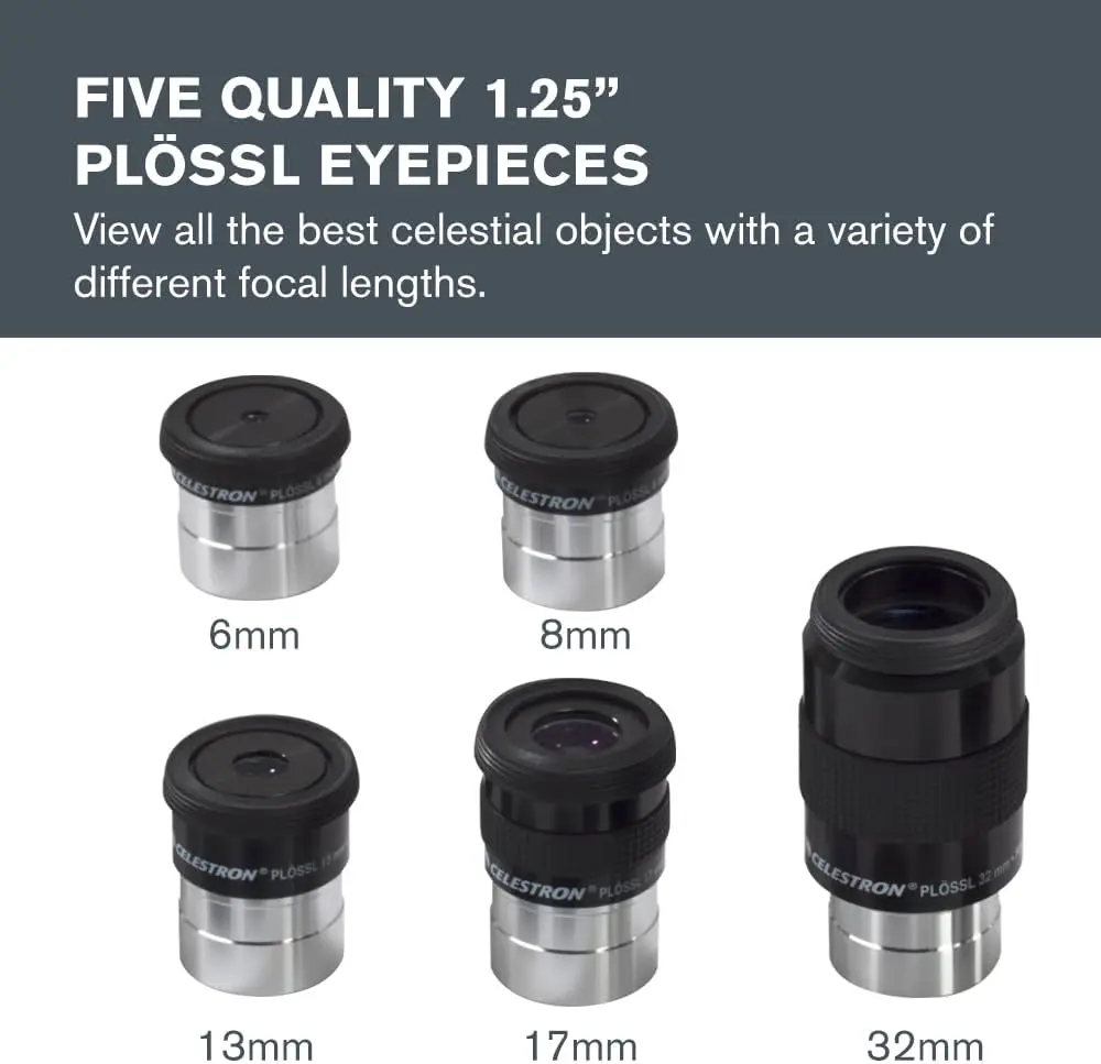 

94303 1.25 inch Eyepiece & Filter Kit - Includes 14 Pieces in Metal Foam-Lined Carry Case, Silver