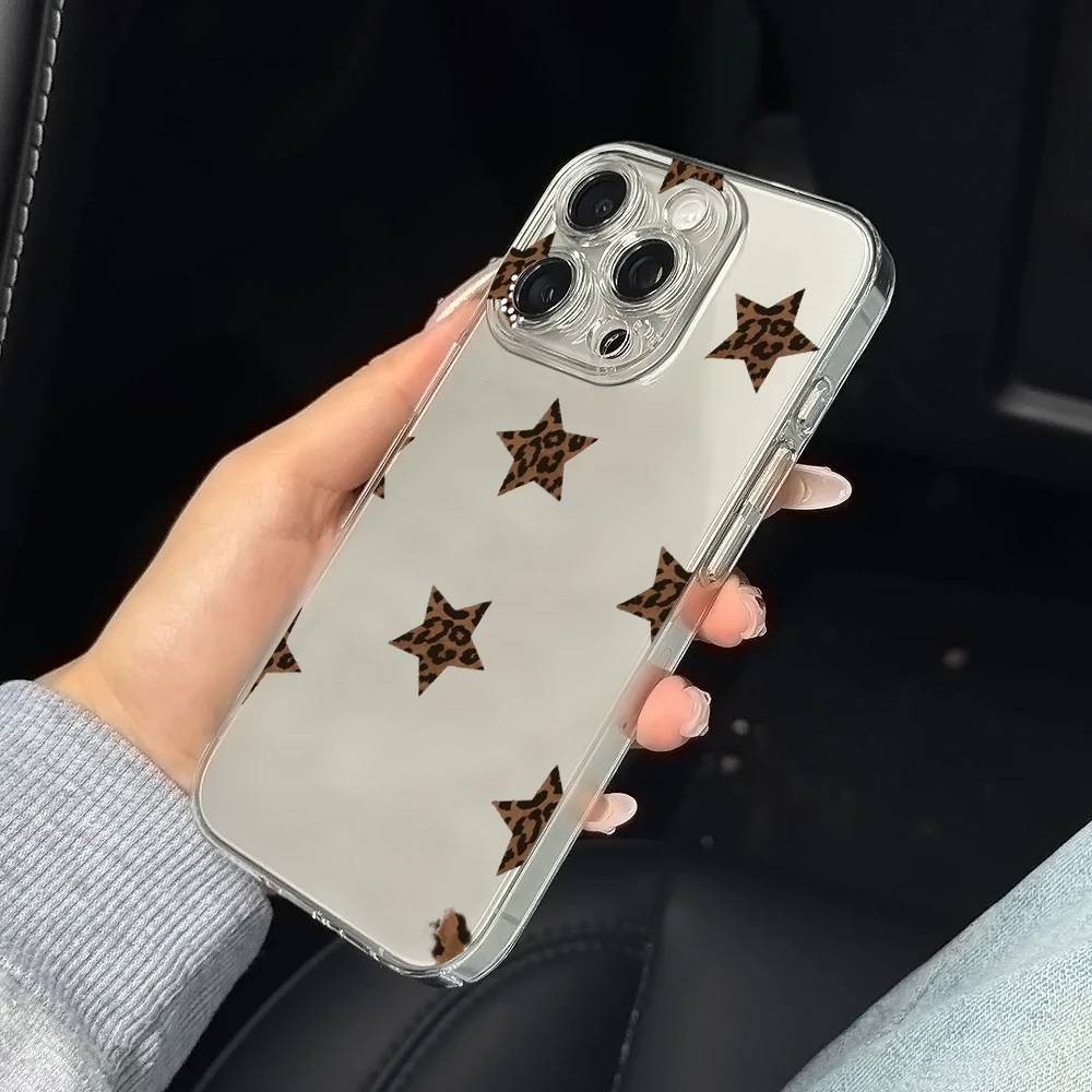 Wild Leopard Print Star Silicone Phone Case for IPhone 17 16 15 14 13 12 11 Pro Xs Max Air Mini 7 8 6 6s Plus SE 2020 2022 Cover view 6
