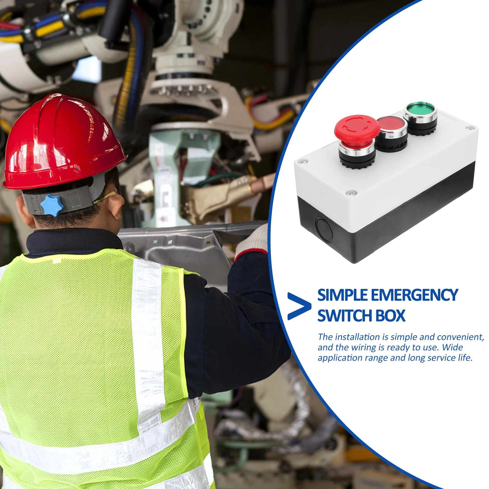

Emergency Stop Switch Box Plastic Case No Burrs Injury Free Long Life Terminal Box Factory Simple Wiring Ready Use