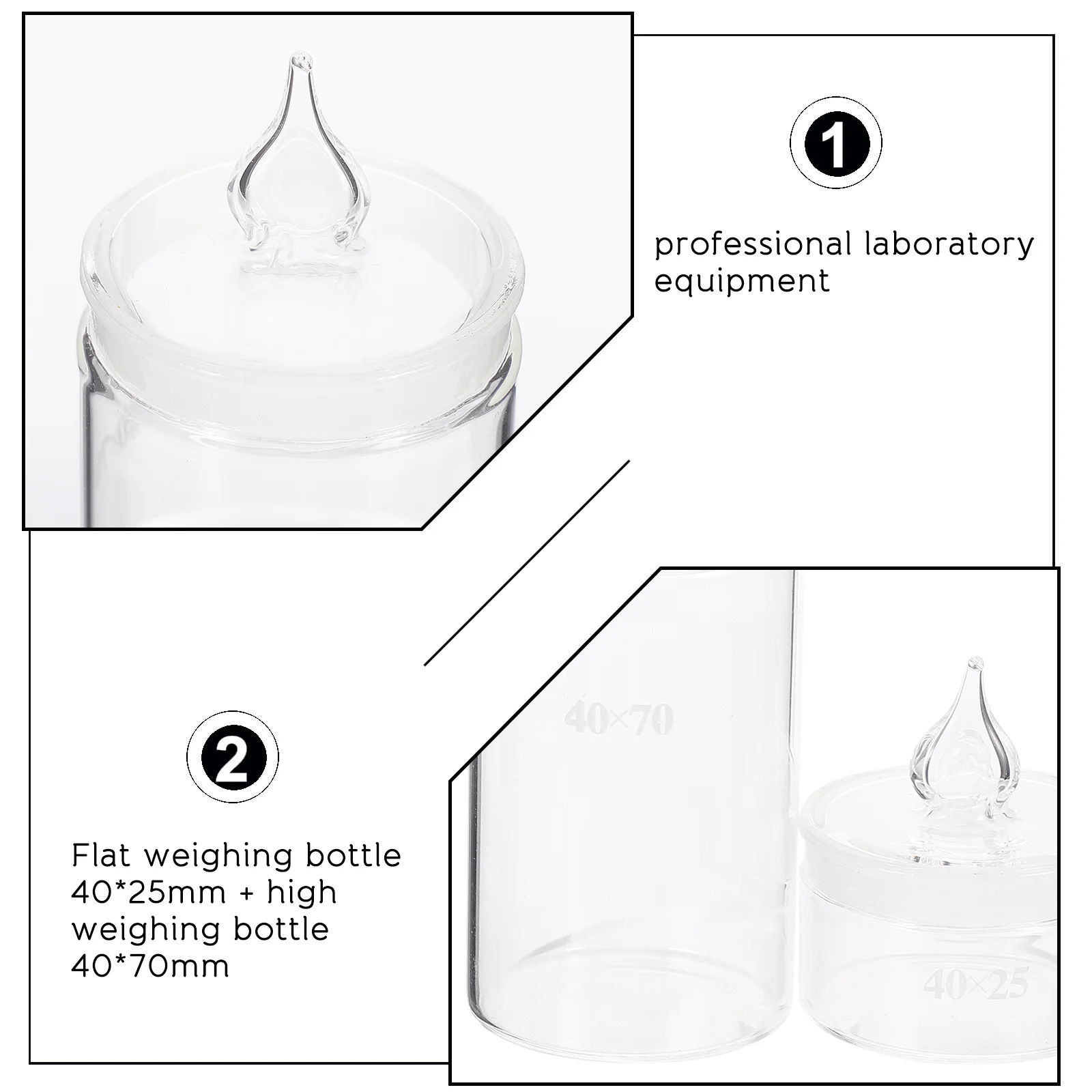 

2Pcs Weighing Bottles Glass Accurate Clear Laboratory Sampling Weighing Jar Experiment Use Portable Convenient