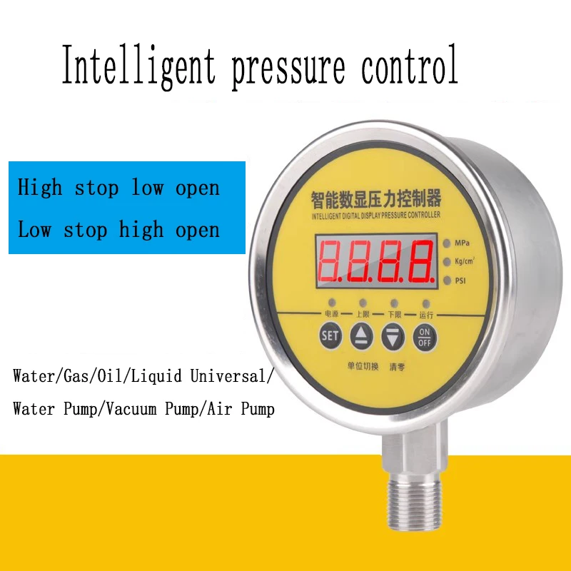 

1pcs Stainless steel electric contact pressure gauge, shockproof boiler pressure controller, fire pressure switch