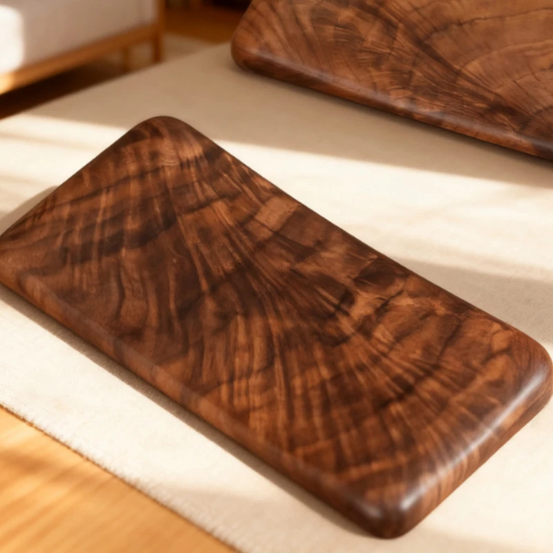 

Gold Vein Pattern Wrist Rest Mouse Pad Black Walnut Solid Wood 1.2cm Thickness & 170mm Round Edge Custom Engraving Available