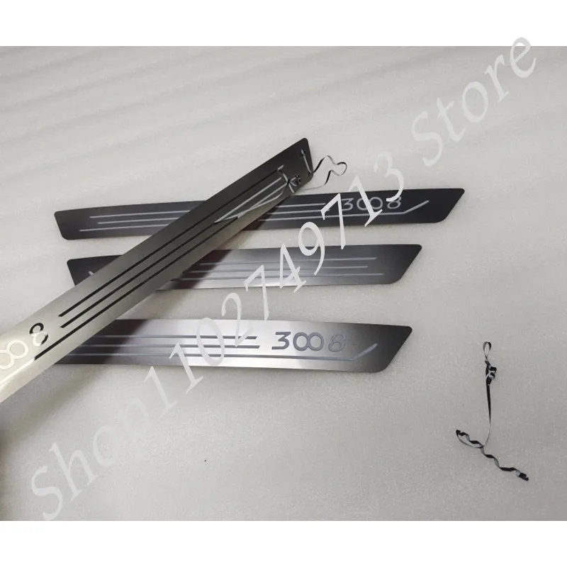 Stainless Steel Door Sill Scuff Plate Car Accessories Trim For Peugeot 3008 2009 2010 2011 2012 2013 2014 2015 2016