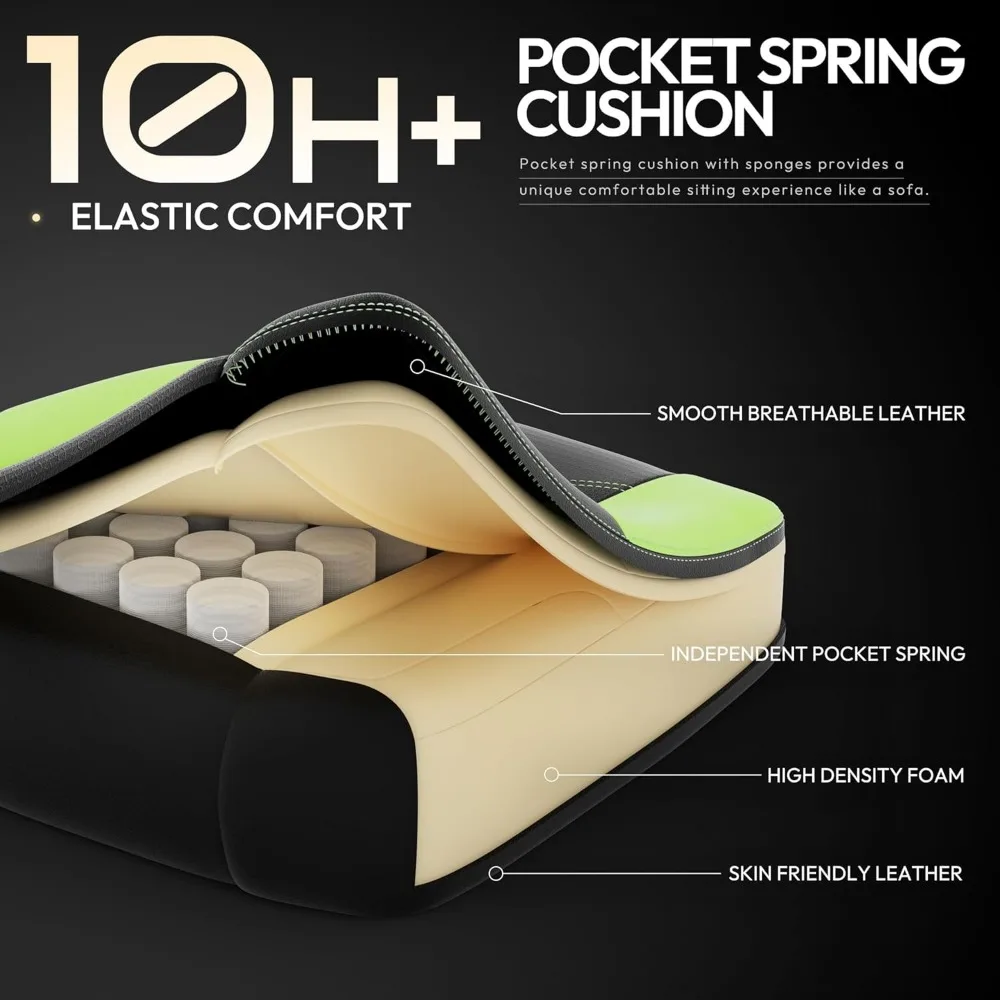 Ergonomischer Gaming-Stuhl mit Taschenfederkissen, Massage-Lendenwirbelstütze und Fußstütze für Erwachsene – hochwertiger Computerstuhl