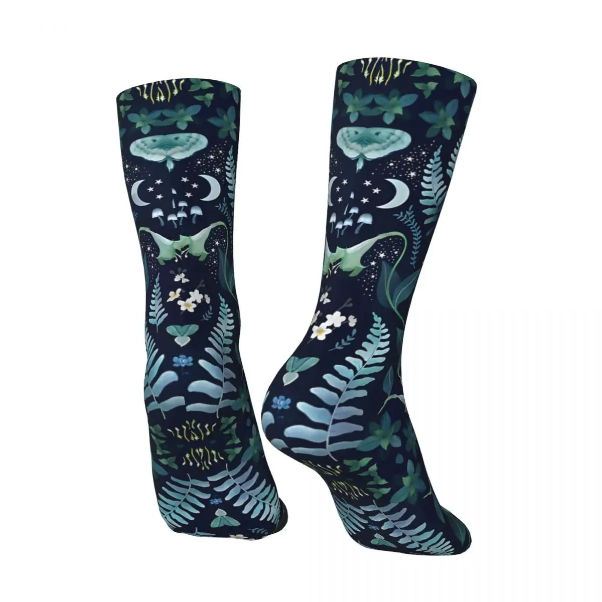 Mystic Woodland Dragon In Green And Blue Watercolour Men's Socks Vintage Harajuku Street Style Novelty Pattern Crew Sock