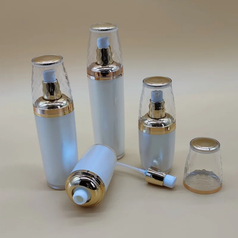 ขวดปั๊มอะคริลิคทรงกลมขนาด 120 มล. สำหรับบรรจุเซรั่ม/โลชั่น/อิมัลชั่น/รองพื้น/เจลโทนเนอร์/เอสเซนส์/มอยส์เจอร์เจล/ผลิตภัณฑ์ดูแลผิว/เครื่องสำอาง