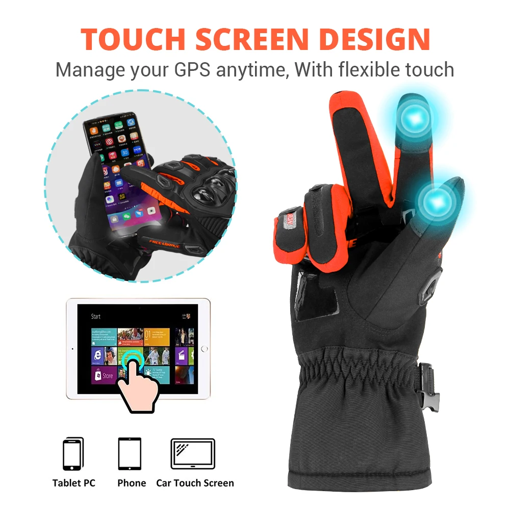 Motorcycle Gloves Winter Warm Waterproof Moto Motorcross Gloves Touch Screen Thermal Fleece Lined Motorbike Riding Gloves