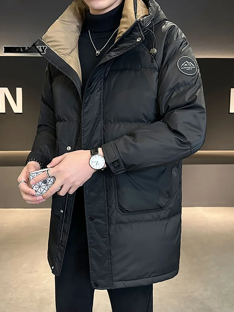

Hooded down Jaet Men's Winter Mid-Length Thi Warm Cold-resistant Outerwear Casual Sle Polyester Fiber Fill