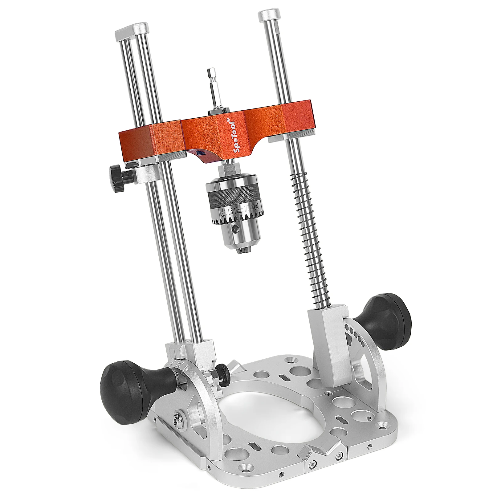 SpeTool S04001 Portable Drill Guide – 0.05mm Precision, Adjustable 0–60° Multi-Angle Drilling, Heavy-Duty Aluminum Base