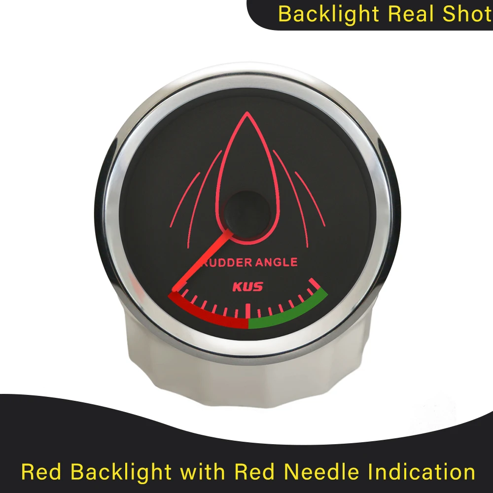 KUS Waterproof 85mm Rudder Angle Indicator Gauge Adjustable Signal with Red Backlight for Yacht Boat 9-32V