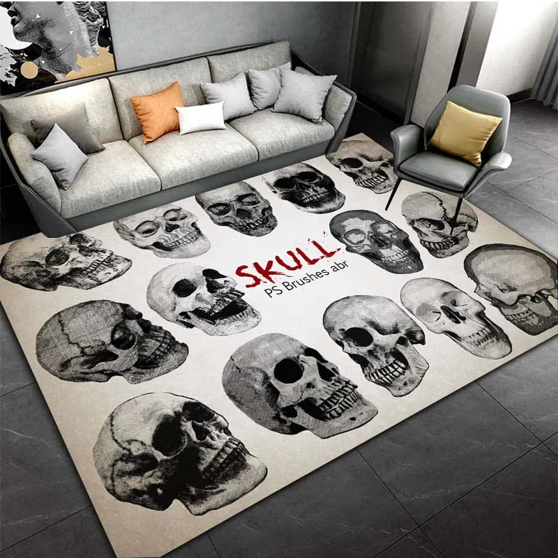 15 Sizes Skull Fear Carpets for Living Room Non-slip Bedroom Carpet Soft Yoga Floor Mat Play Mats Birthday Gift Rugs Area Rug