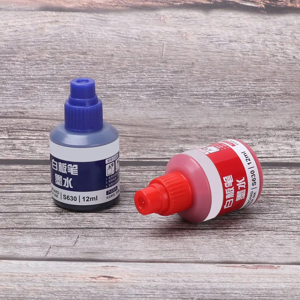 12ml Refill Ink Erasable Whiteboard Marker Pen Inks Black Red Blue 3 Colors Instantly Dry Office Supplies