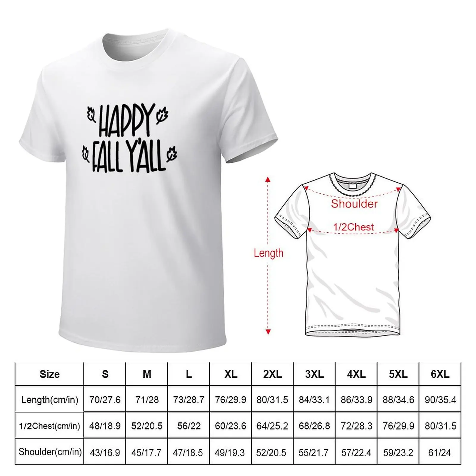 Happy Fall Y’all b/w T-Shirt graphics plus size tops Short sleeve tee men