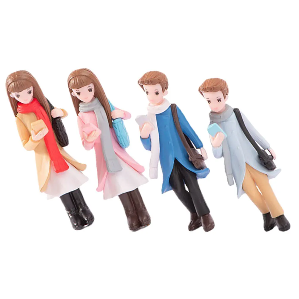 

4pcs People Figures Figurines Embrace Micro Landscape Lovers Model Decor Mini Crafts Resin Home Gifts