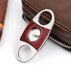 Stainless Steel Sharp Cutter with Mahogany Trim, Portable Outdoor Sharp Blade, Red Cigarette Accessories, 90mm x 40mm