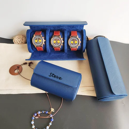 Imagen 2 del producto Rollo de reloj personalizado con 1/2/3 ranuras, Estuche De Viaje, caja de reloj personalizada, caja de reloj de cuero para él, caja de reloj de viaje grabada, regalos para hombres
