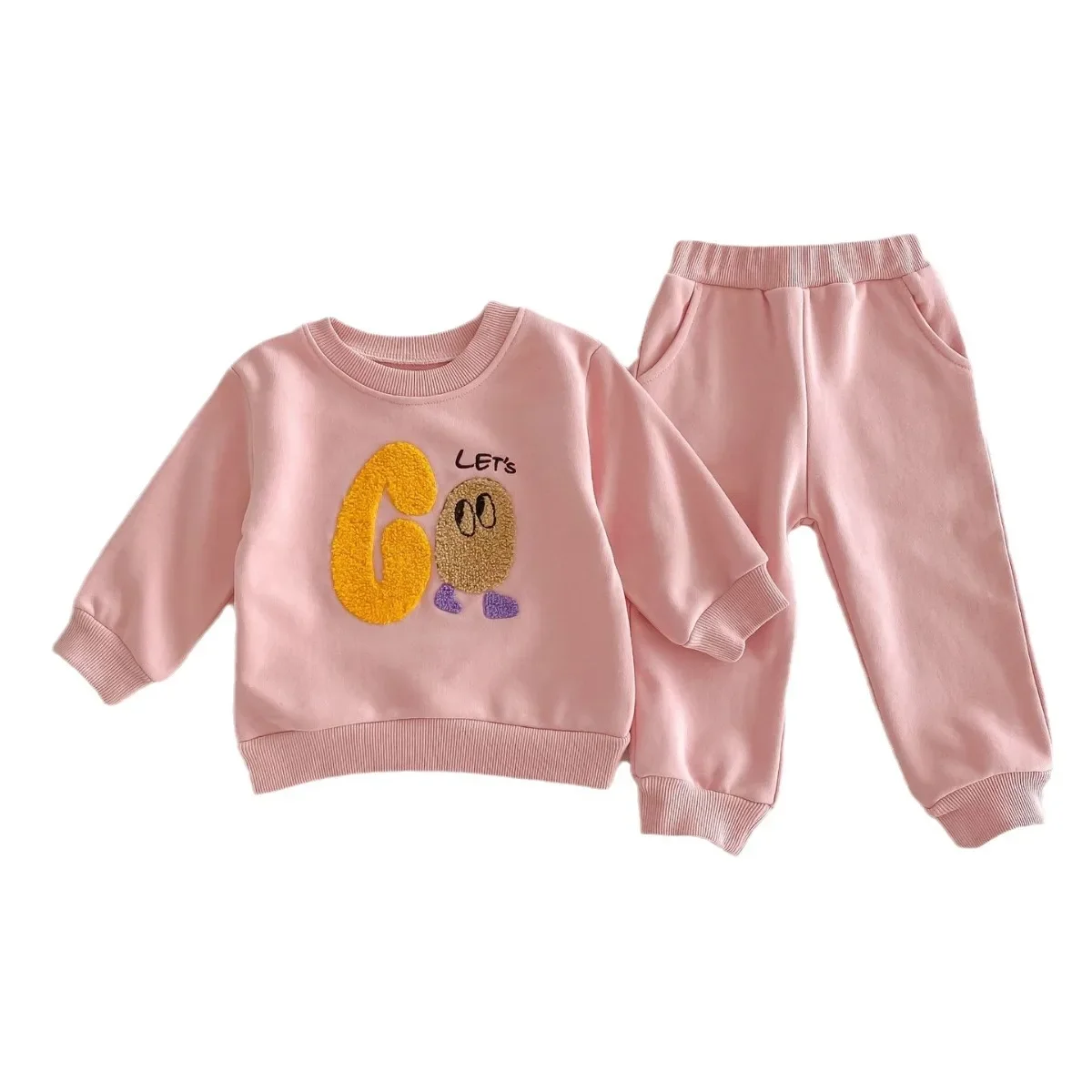 2024 Primavera Nuovo in Bambini Neonate Ragazzi Floccaggio Top Felpe + Pantaloni Harem Bambini Set di abbigliamento per bambini 2 pezzi 3M-4Y