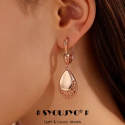 SYOUJYO Luxury Retro Water Drop Pendant Women's Earrings 585 Rose Gold Color Daily Fashion Multipurpose Exquisite Jewelry