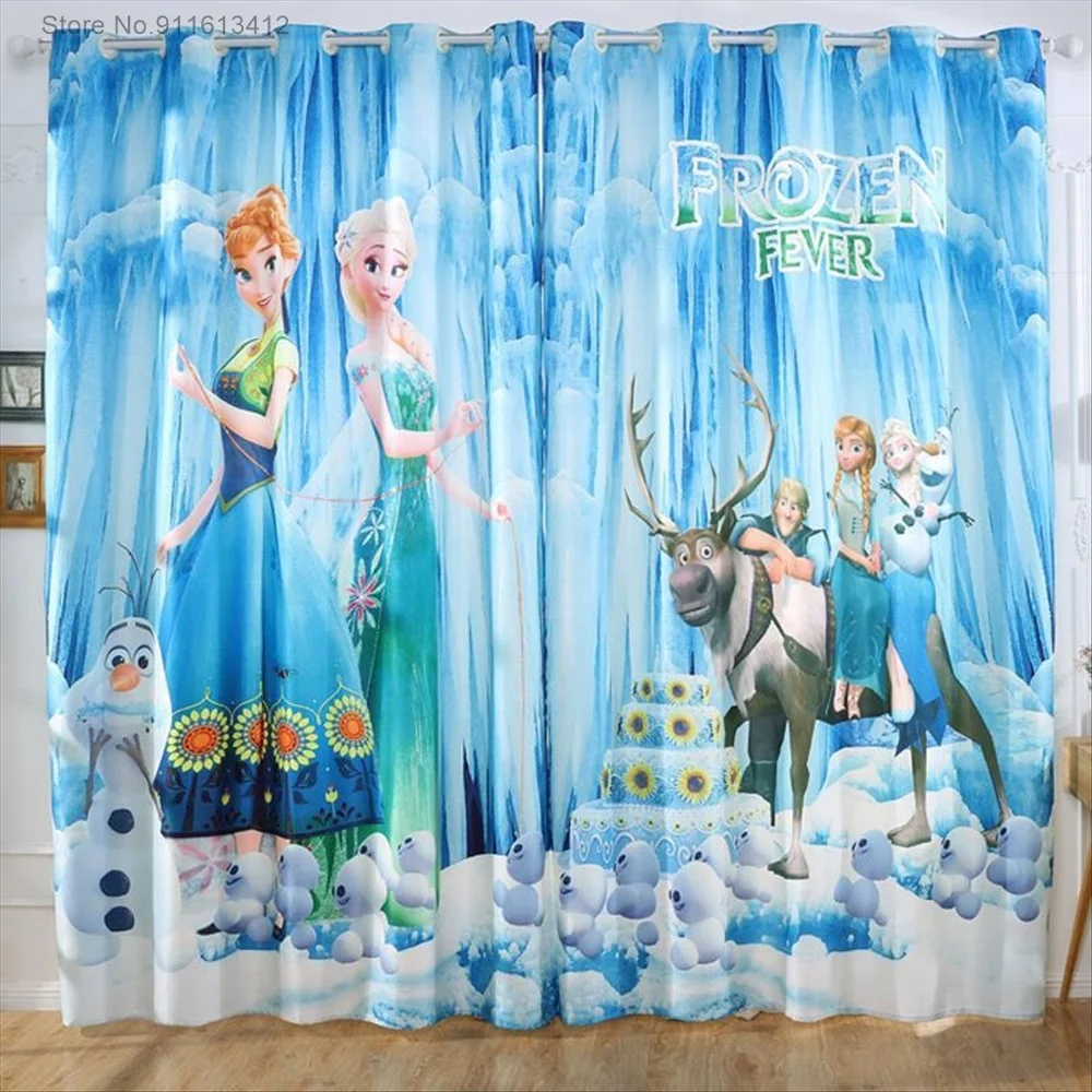 Disney Frozen Elsa Anna Princess  Blackout Curtain Panels Drapes Set Window Curtain for Bedroom Living Room Home Decor