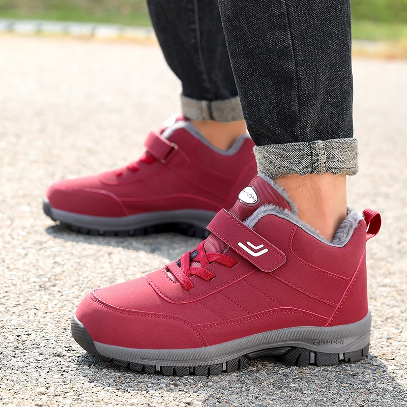أحذية شتوية حرارية مقاومة للماء للرجال - أحذية رياضية ثلجية مبطنة بالقطيفة غير قابلة للانزلاق للطقس البارد