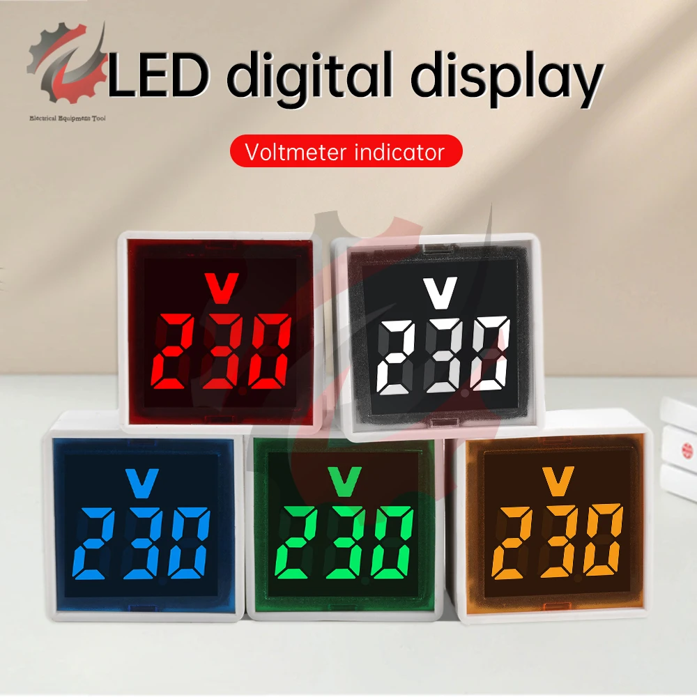 AC 220V 50~500V LED Digital AC Voltmeter Indicator Led Lamp Square Mini Voltage Tester Meter Detector Monitor Signal Light