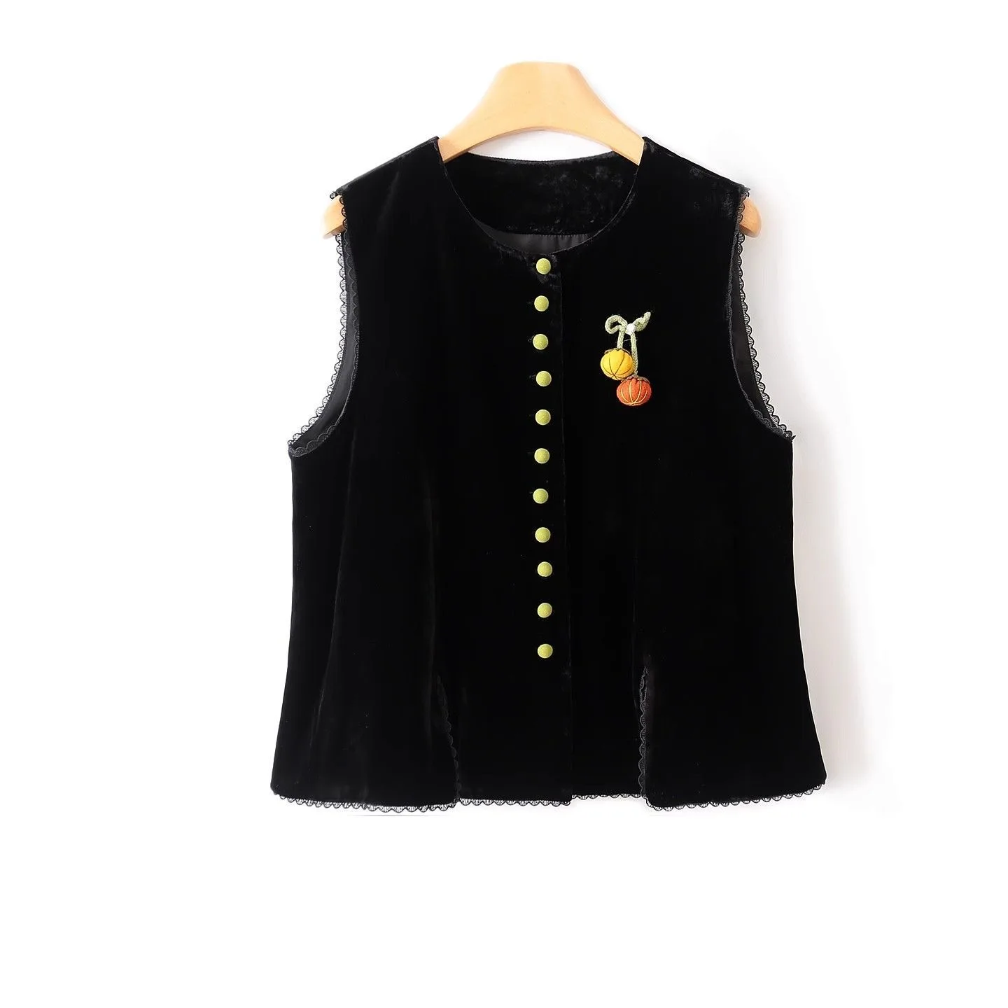 

Spring 2026 New Velvet Color Block Design Multi-Buckled Short Vest Age-Defying Outerwear Fashionable Commute Straight Cut PVC
