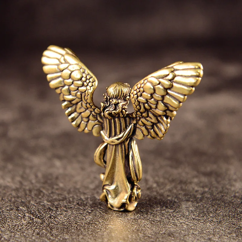 Vintage Brass Angel Cupid Statue Blessed Exquisite Handmade God Of Love Cupid Desktop Decorations Gift Home Decor Accessories