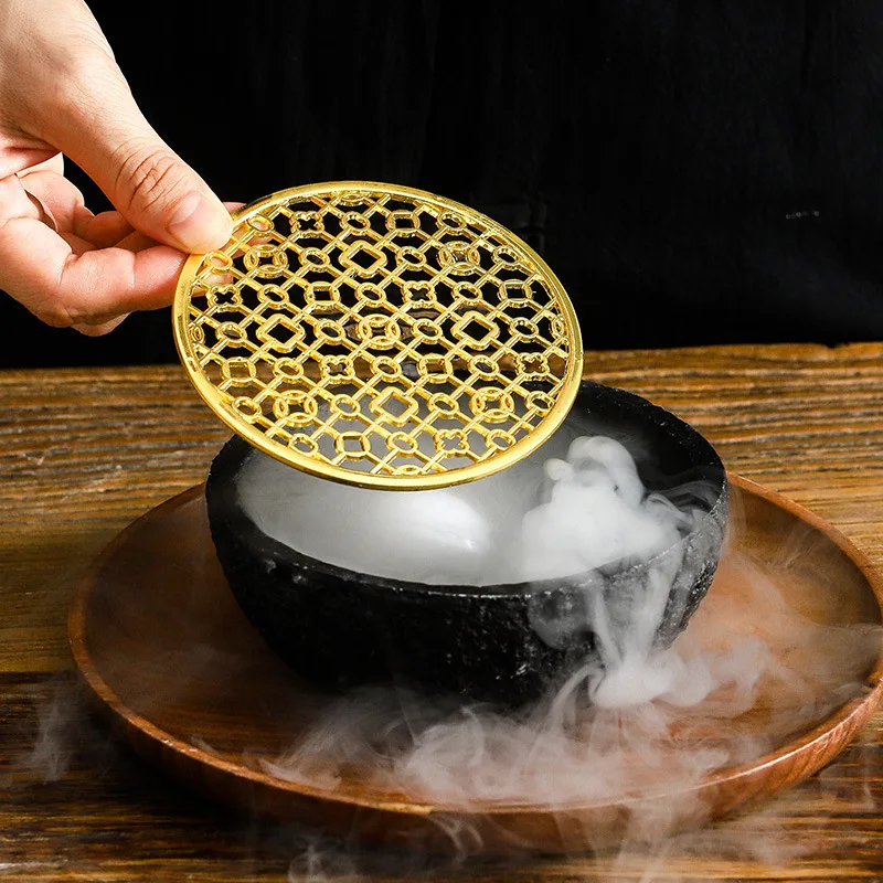 Planet Bowl Molecular Cuisine Creative Imitation Volcanic Stone Ball Plate Position Round Smoke Cup Black Tableware