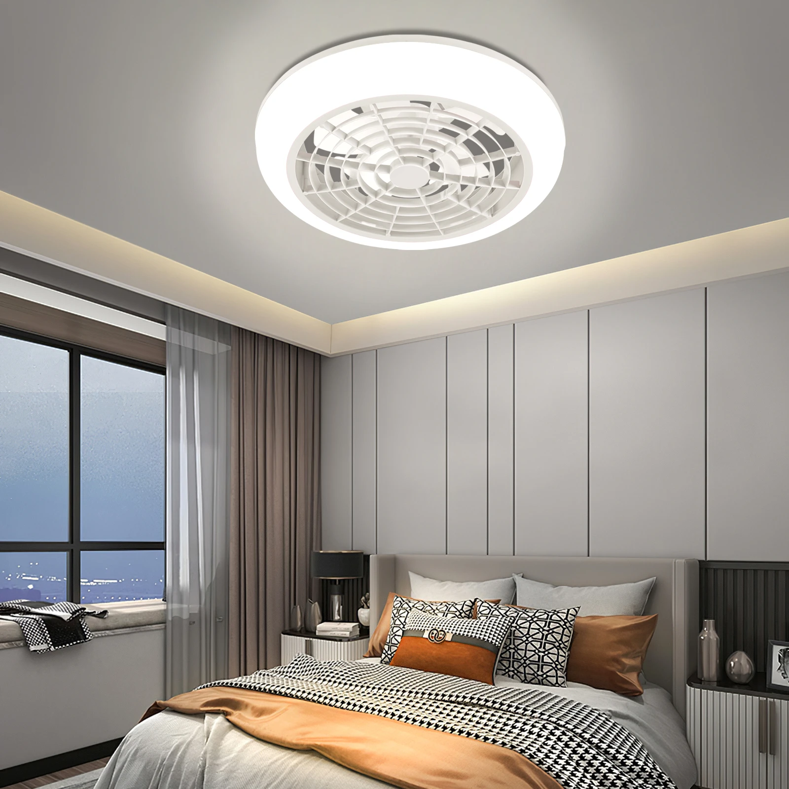 

Smart Ceiling Fan Lamp Dimmable LED Fans Lights Remote Control Bedroom Modern Decor 64W