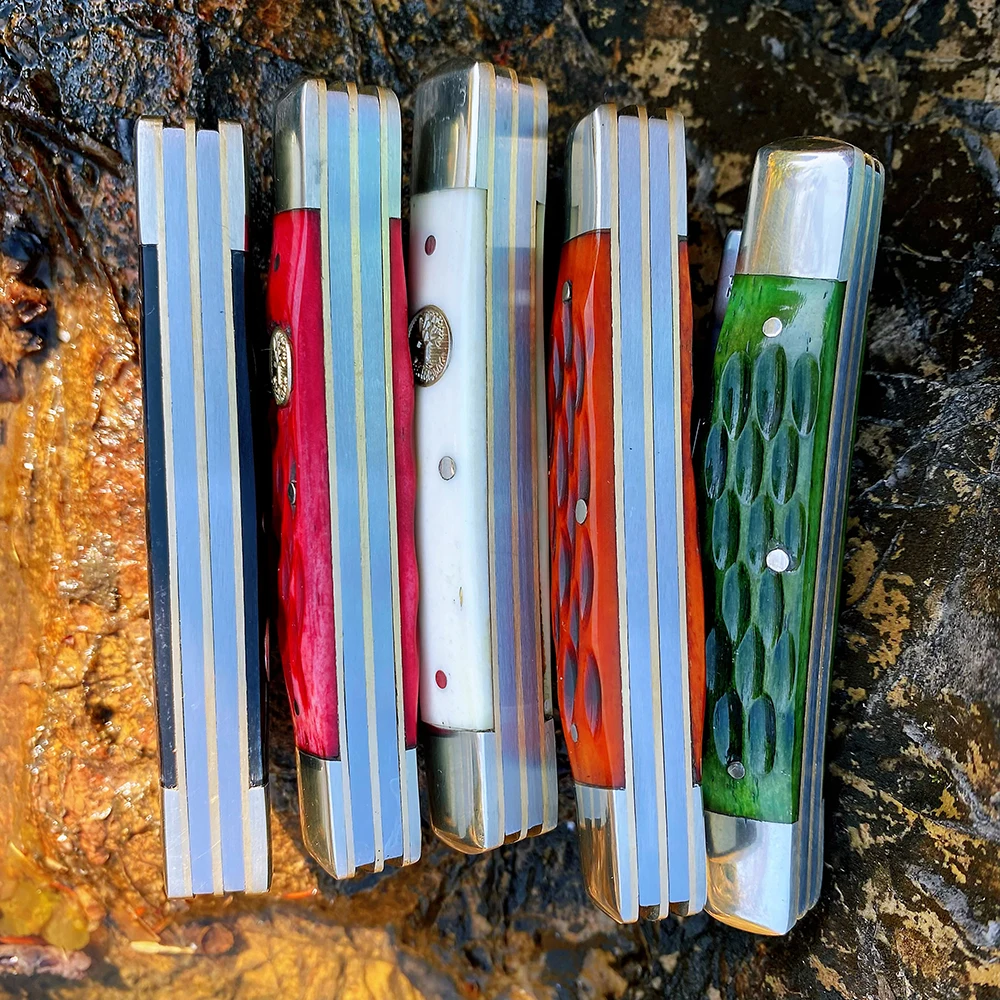 Watchman Knife Trapper Bone Slip Joint Multi Four Blade Folding Pocket Knives Classic Traditional