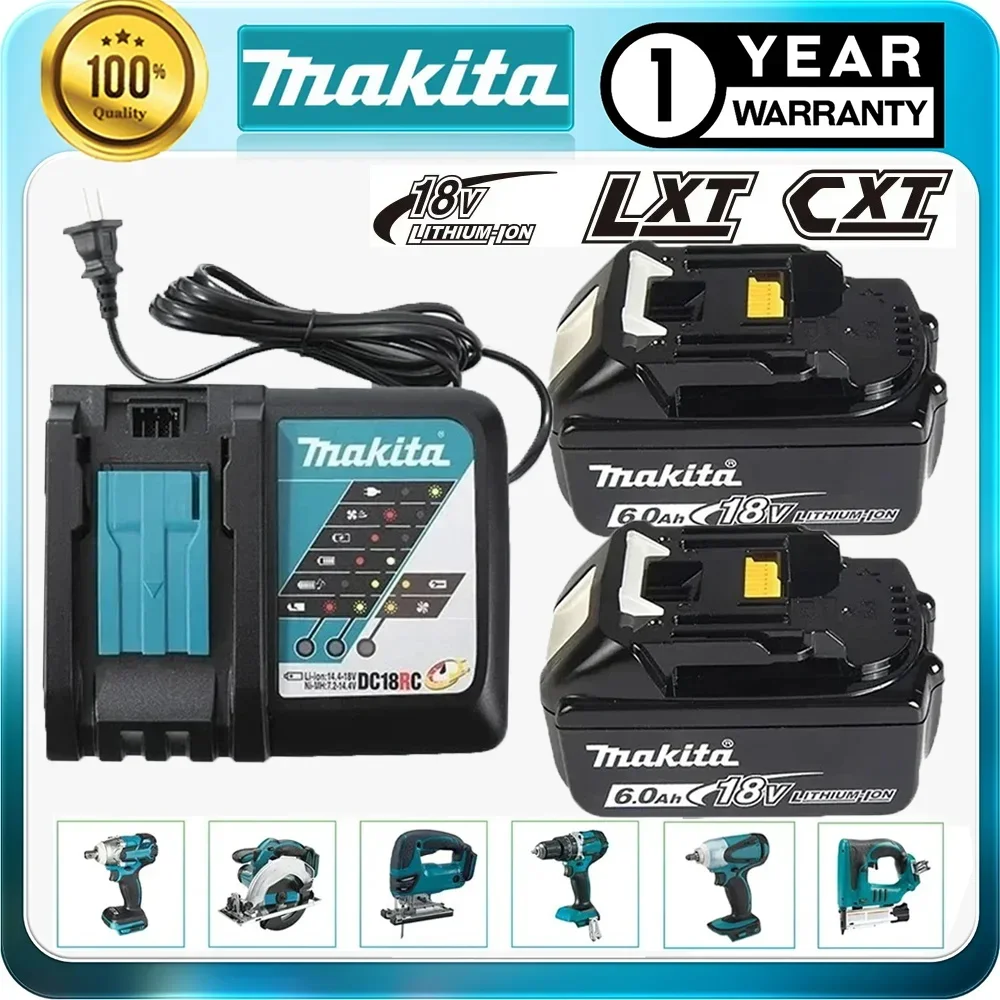 

Литий-ионный аккумулятор Makita BL1860B 100%, совместимый с Makita 18 в, электроинструменты DDF487 DTW190 DTD156 DHP485, запасная литиевая батарея