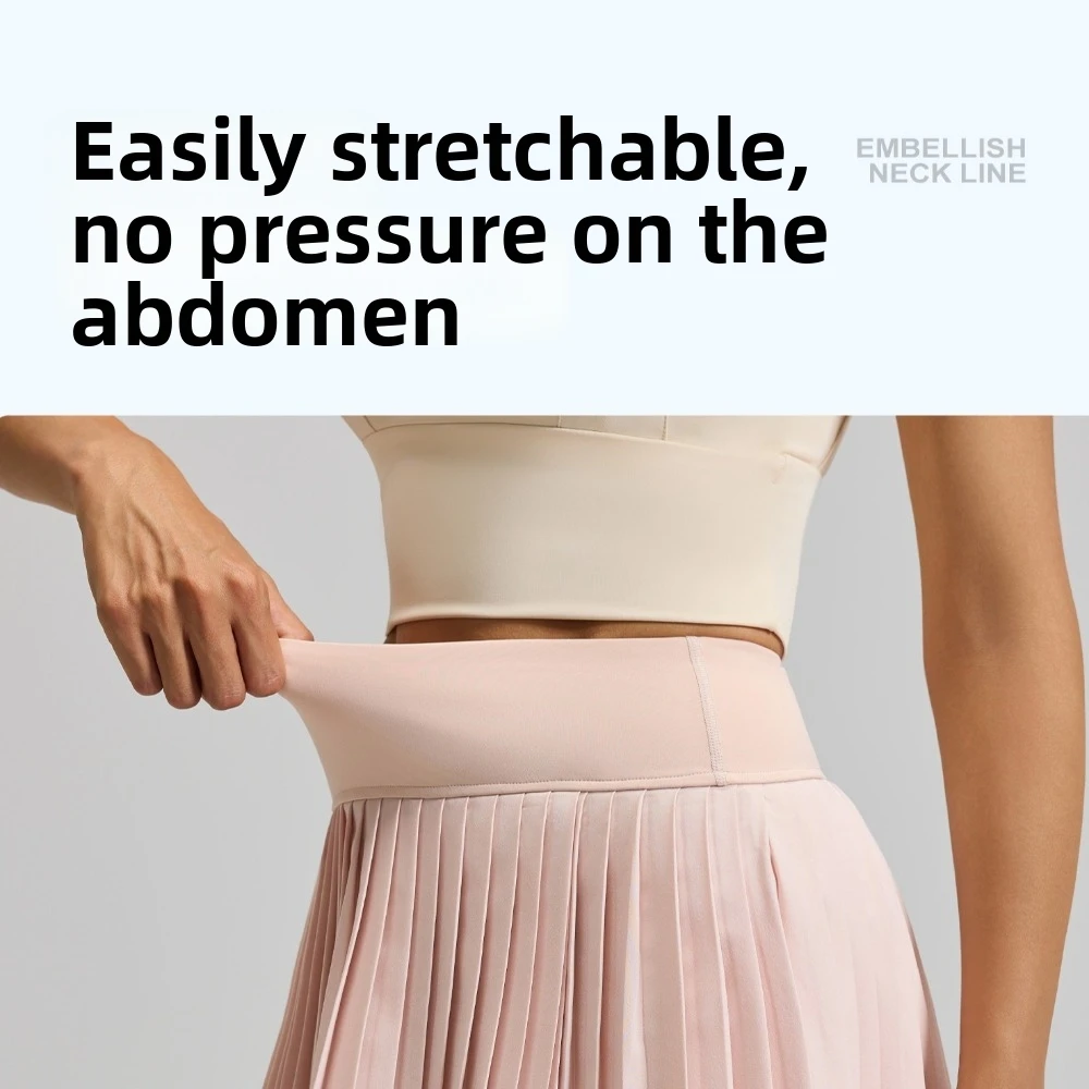 Double Layer Tennis Pleated Skirt Pleated Style with Pocket Sport Skirt With Inner Lining High Waist Yoga Skirt For Women