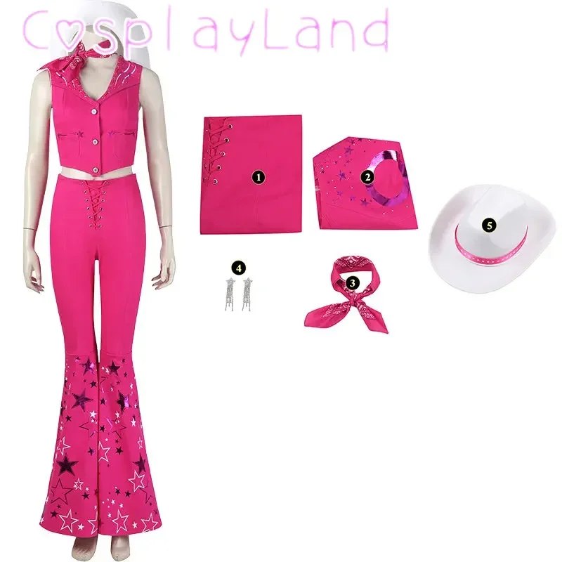 SN88 2023 Movie Barbie Cosplay Costume for Women Girls Fashion Clothes Pink Top Pants Uniform Halloween Carnival Party Suit*#2@5