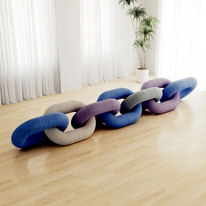 Creative special-shaped lock chain sofa cloth light cream living room small apartment simple and modern