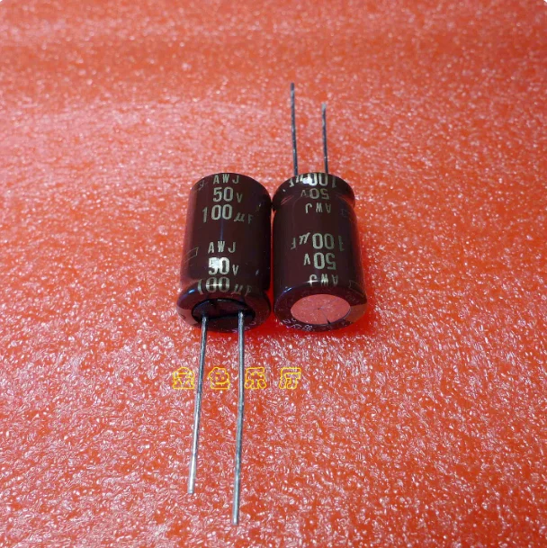 10pcs-lot-original-japanese-nippon-100uf-50v-awj-13x21-premium-audio-electrolytic-copper-feet-free-shipping