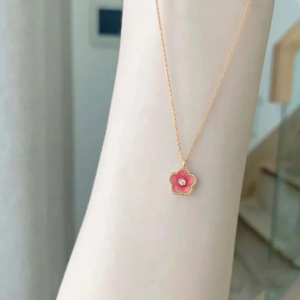 Korean Style Peach Blossom Necklaces Fashion Jewelry Pink Peach Blossom Women Flower Necklaces Choker Rhinestone
