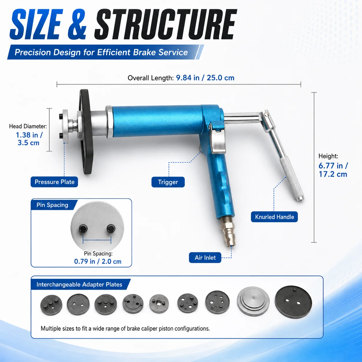 Pneumatic Disc Brake Piston Compressor Tool Air Operated Caliper Press for Car Brake Pad ReplacementGarage RepairMaintenance Use view 3