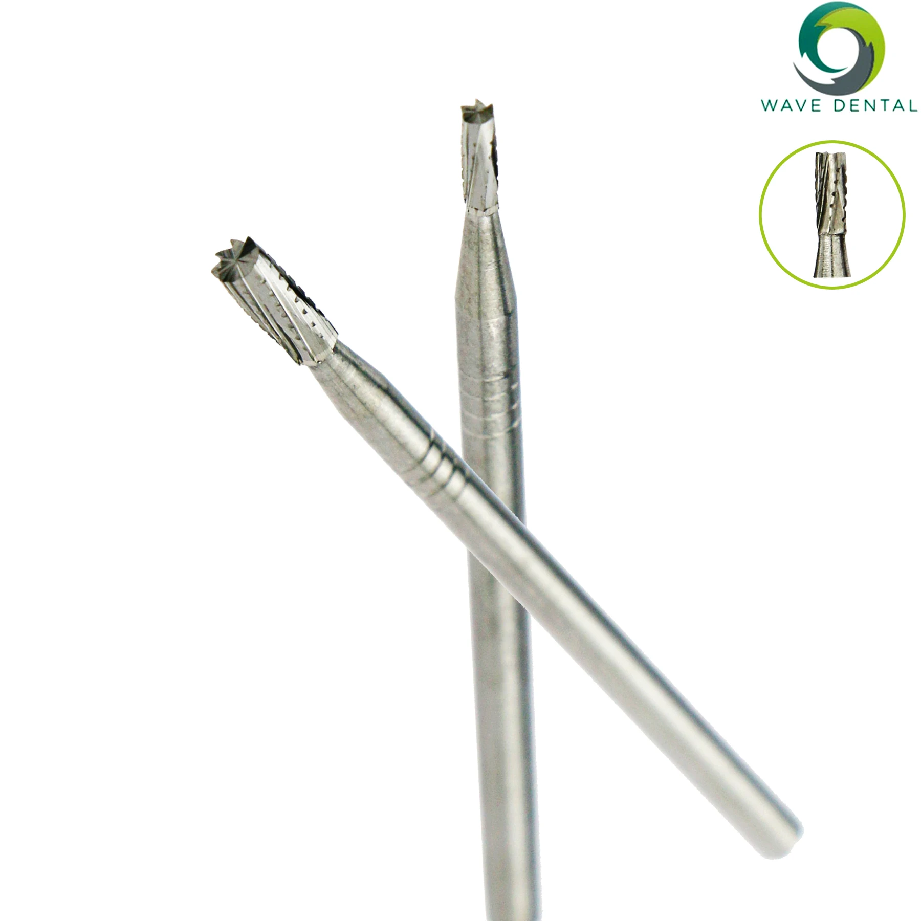 WAVE Dental Tungsten Carbide Straight Fissure Head Slow Burs 3.2 to 4.9mm For Straight Handpiece or Micro Motor Handpiece