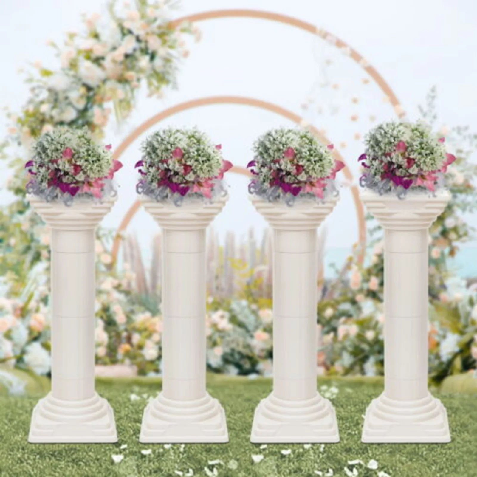 Bymaocar 4pcs Flower Stand Roman Doric Column DIY Wedding Party Decor High Quality Plastic 11.4*11.4*31.5in for Candles Flowers