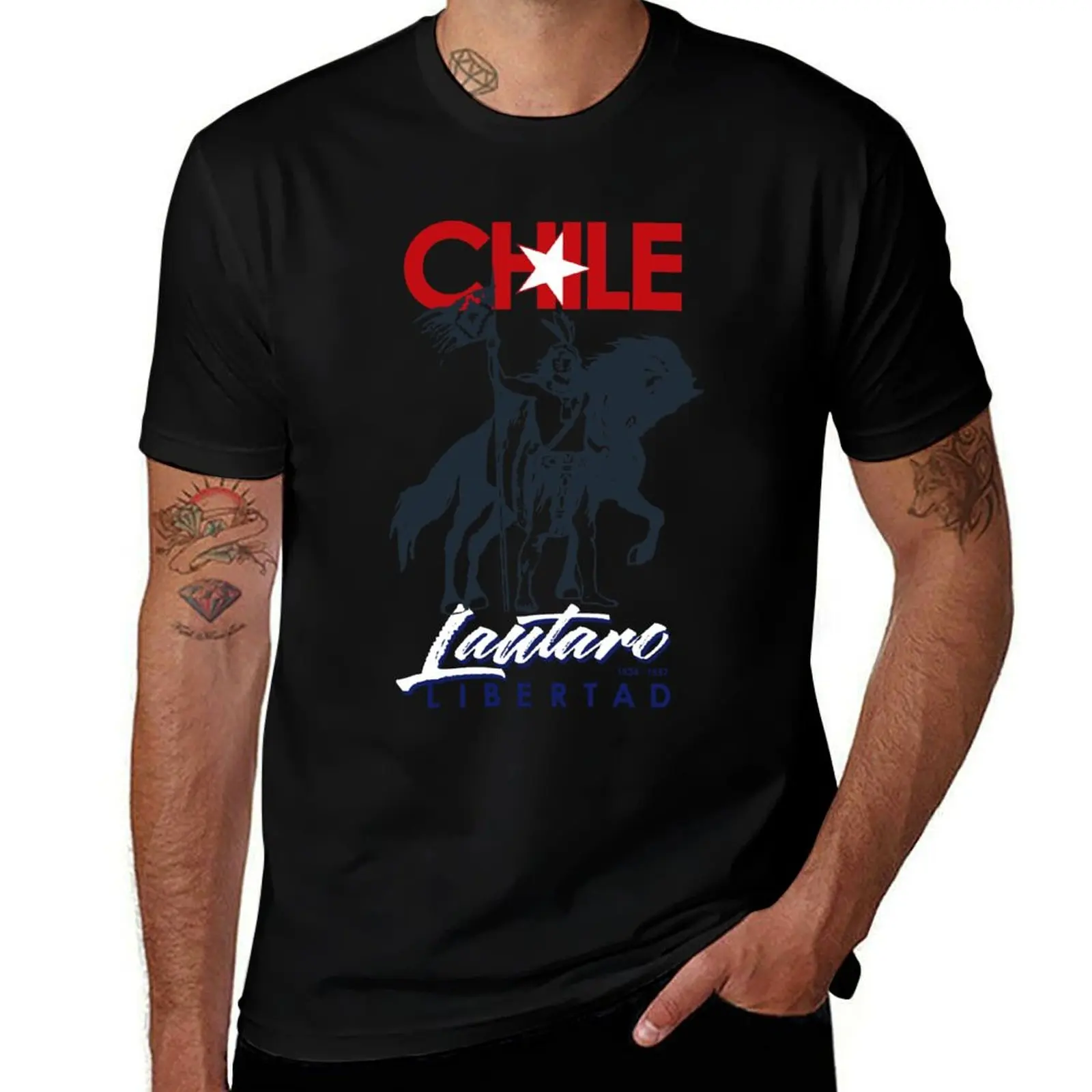 LAUTARO V2 - MAPUCHE TOQUI - Chilean Indigenous Leader - Native Modern Graphic T-Shirt Art Pattern Printed Casual Top