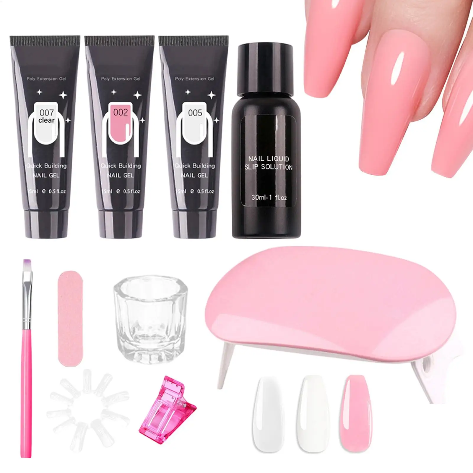 

Poly Nail Gel Extension Kit Complete Set Professional Manicure Supplies For Beginners & Experts All-in-One For Salon DIY Nail