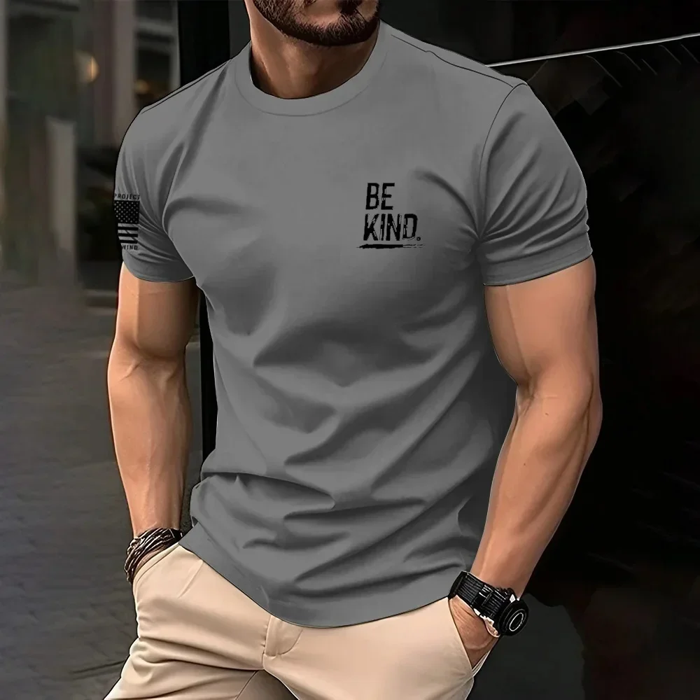 Retro amerikanisches Herren-T-Shirt, Freizeitkleidung, Rundhalsausschnitt, kurzärmeliges Oberteil, einfaches, atmungsaktives Sport-T-Shirt für den Alltag im Freien.