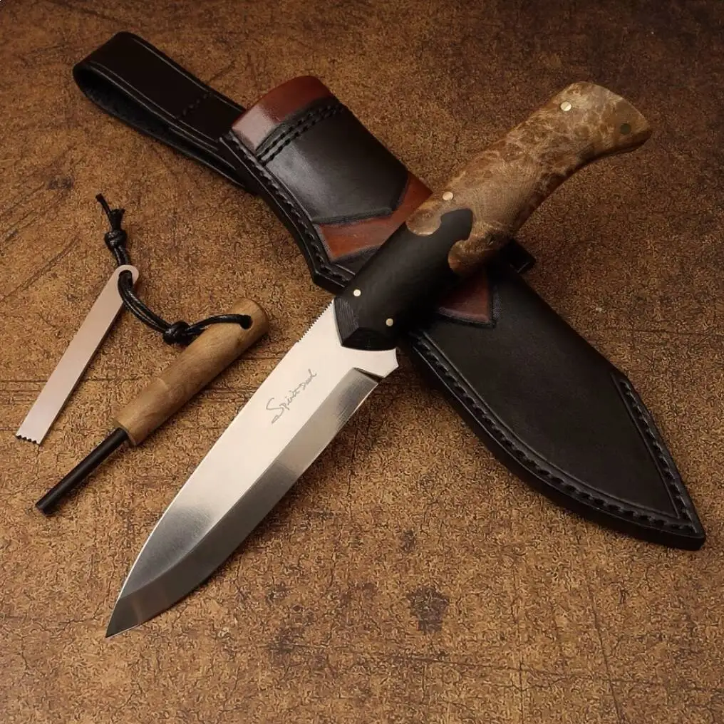 New 14C28N Steel Fixed Blade Shadow Wood Handle Jungle Craft Outdoor Camping Fishing Hunting Knives EDC Tools Fruit Knife