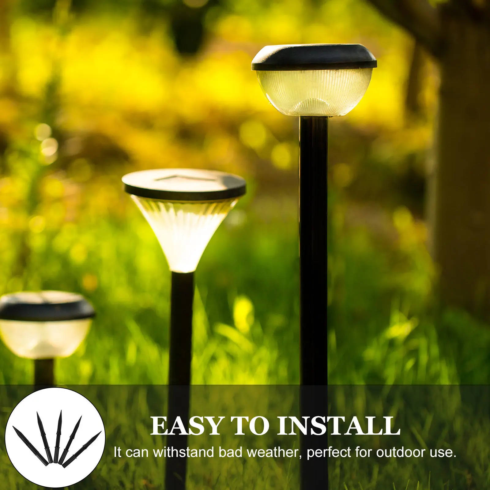 20Sets Solar Light Stakes Plastic Landscape Light Spikes Outdoor Ground Stakes Weather Resistant Easy Install Garden Path Lamp