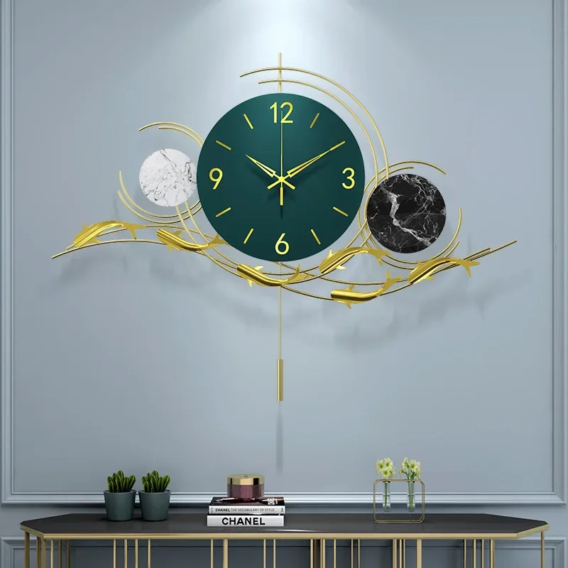 Wall Clock Modern Design Large Metal Iron Art Creative Living Room Hotel Hall Home Decoration Ornament Hanging Watch Pendulum