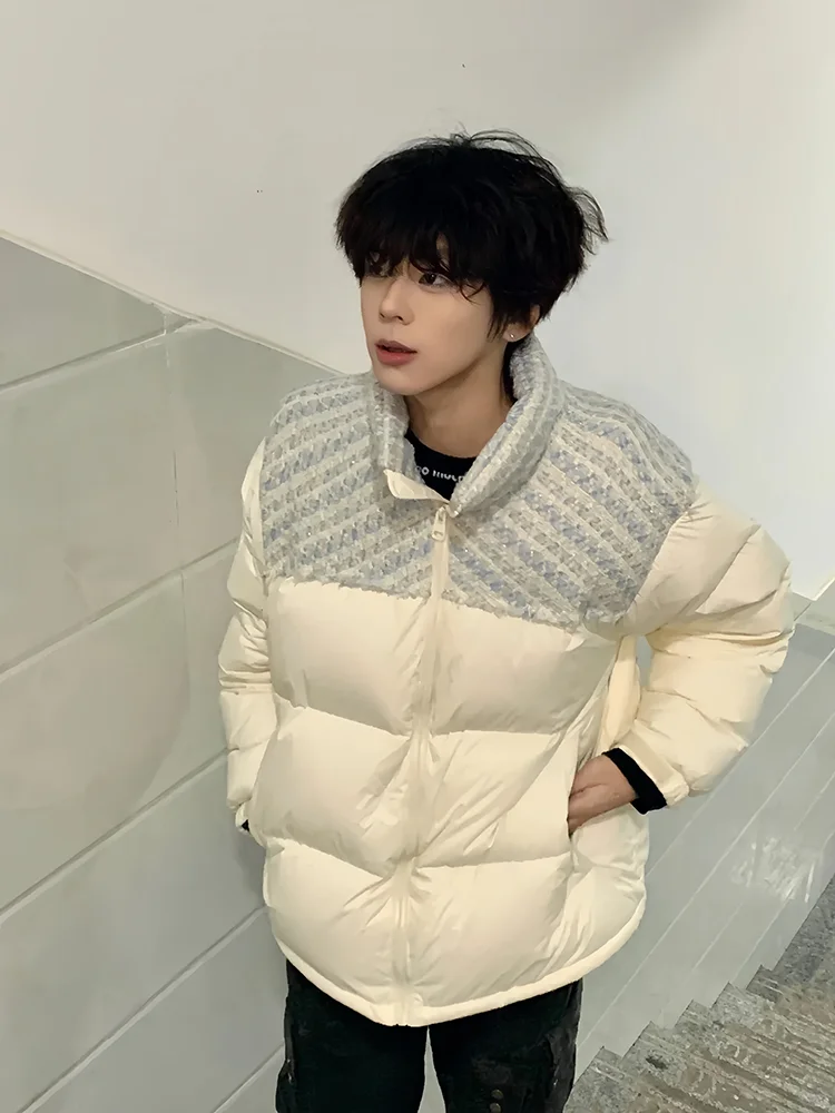 

Thickened down Cotton Jacket Men's Winter Warm Stand Collar Bread Style American High Street Couple Coat XJ1119QY04