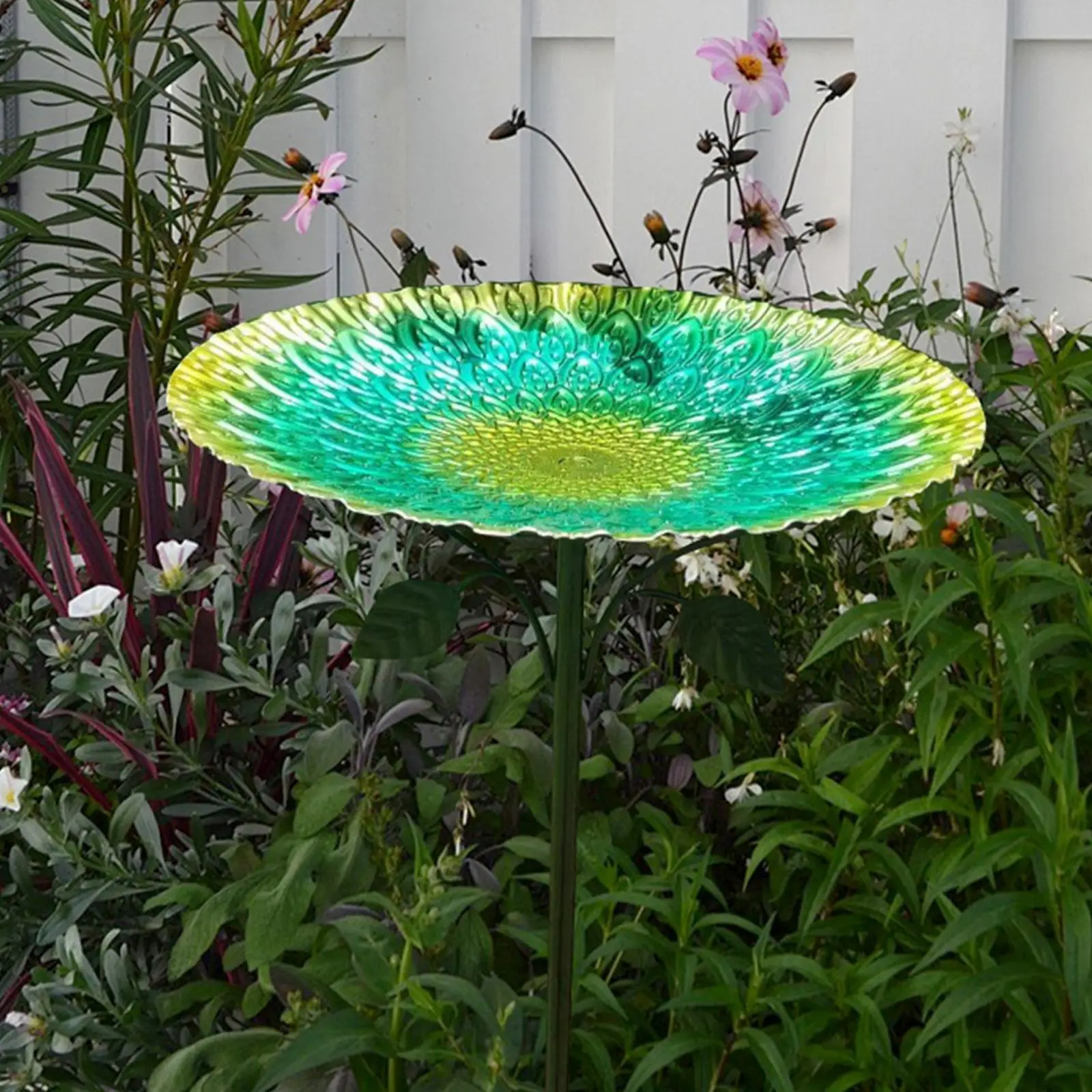 

Metal Bird Bath Bird Feeder Drinker Plate Ideal Gift Standing Garden Decor Birdbath Bowl for Yards Lawn Patio Decoration