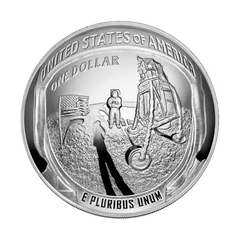 

Award winning 5-ounce silver coin for the 50th anniversary of the Apollo 11 moon landing in the United States in 2019